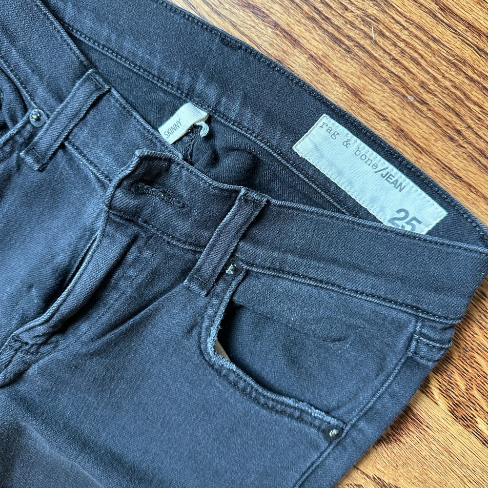 Rag & Bone Washed Black Distressed Skinny Jean. Size 25. Super soft.